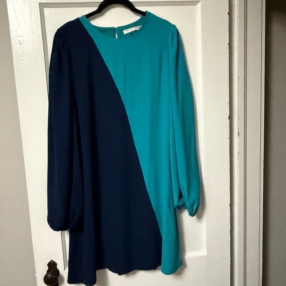 Trina Turk Blue Bishop Sleeve A-line Mini Dress